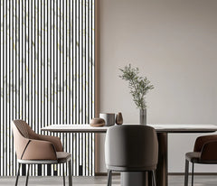 Acoustic Gold & White Marble Wall Panels installed on living room feature wall, showcasing modern interior styling and enhanced acoustic design solid furniture uk