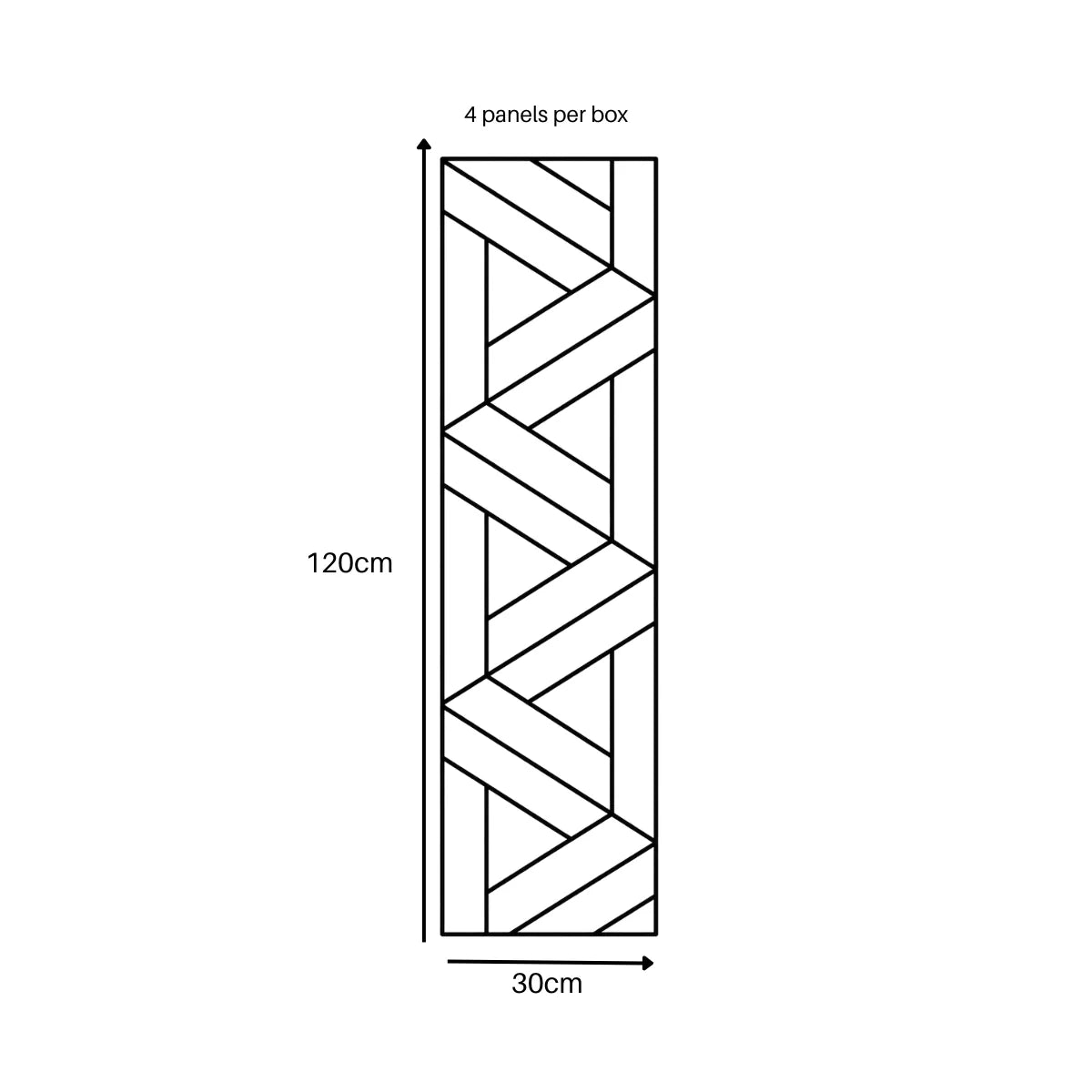 Acoustic self adhesive lattice wall panels pack of 4 from Solid Furniture UK showing product dimensions 120cm x 30cm designed for easy installation on walls and ceilings in modern interiors