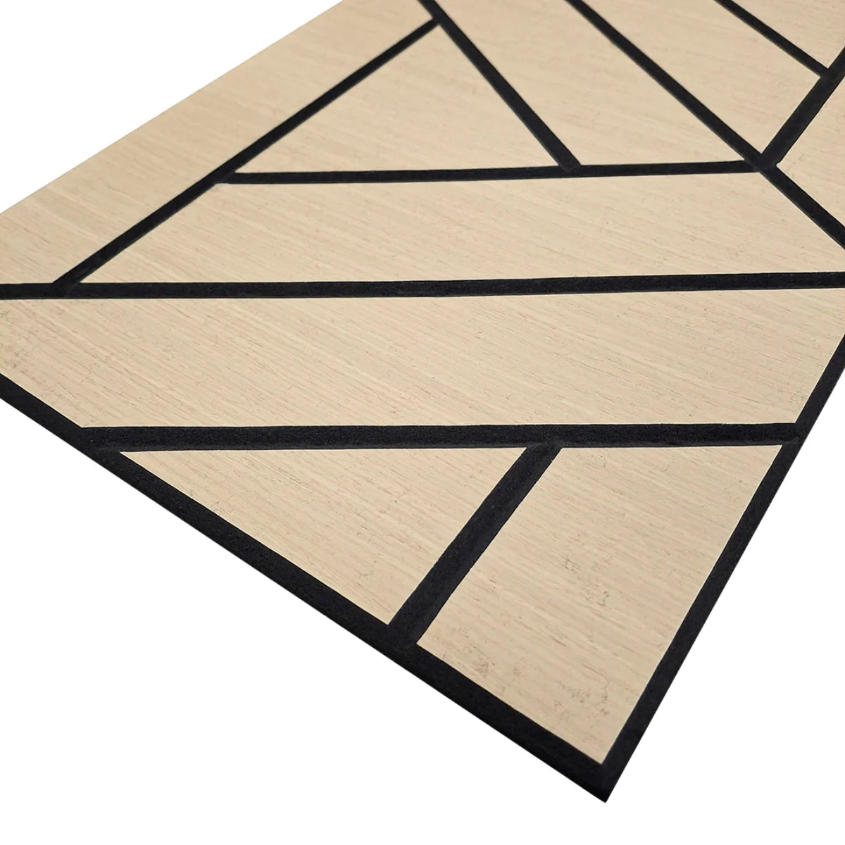Close-up view of Premium Oak acoustic self adhesive lattice wall panels pack of 4 from Solid Furniture UK showing detailed natural wood grain texture and premium finish