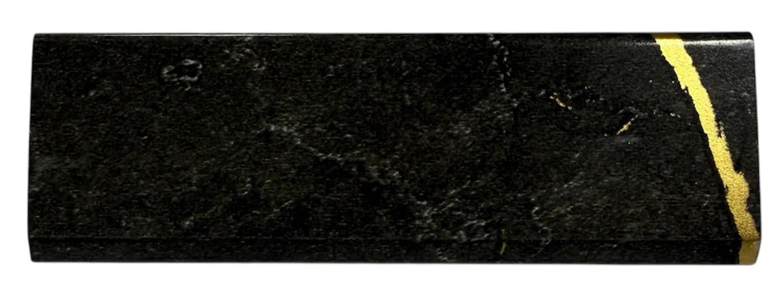 Gold black marble wall panel end trim side view showing profile design for acoustic slatted wall panels 280cm solid furniture UK