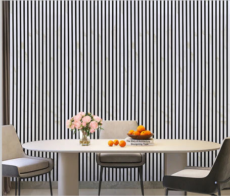 Acoustic slatted wall panel white marble full view