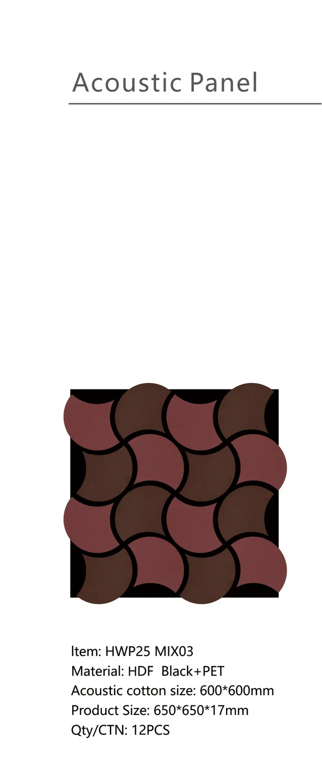 Acoustic wall panel 3D wave burgundy and brown 61x61 cm dimensions by Solid Furniture UK showing size and thickness details