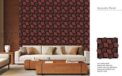 Burgundy and brown 3D wave acoustic wall panels 61x61 cm installed in a modern UK interior by Solid Furniture UK enhancing acoustics and design