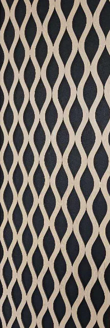 Close-up view of Acoustic Waved Oak 60x240 wall panels from Solid Furniture UK showing detailed HDF waved design and natural oak wood grain finish for acoustic wall treatment.