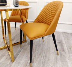 Alba Tan Leather Dining Chair - SOLID FURNITURE LTD