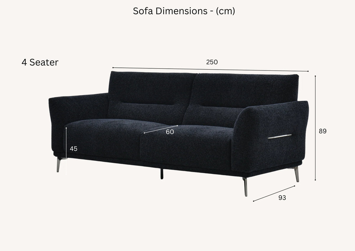 Albany 4 seater sofa dimensions 250cm length 93cm width 89cm height seat depth 60cm seat height 45cm solid  furniture UK
