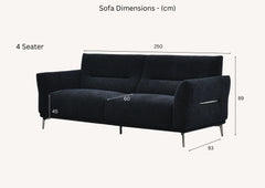 Albany 4 seater sofa dimensions 250cm length 93cm width 89cm height seat depth 60cm seat height 45cm solid  furniture UK
