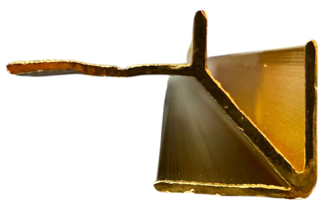 Gold aluminium corner strip for wall panels – side view highlighting profile shape and elegant finishing for WPC wall panels by Solid Furniture UK
