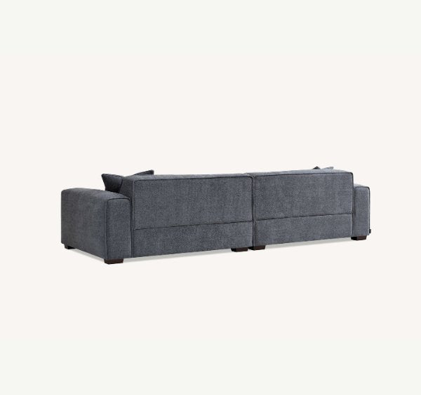 Aluxo Dakota 4 seater with Chaise in Charcoal Boucle - SOLID FURNITURE LTD