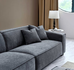 Aluxo Dakota 4 seater with Chaise in Charcoal Boucle - SOLID FURNITURE LTD