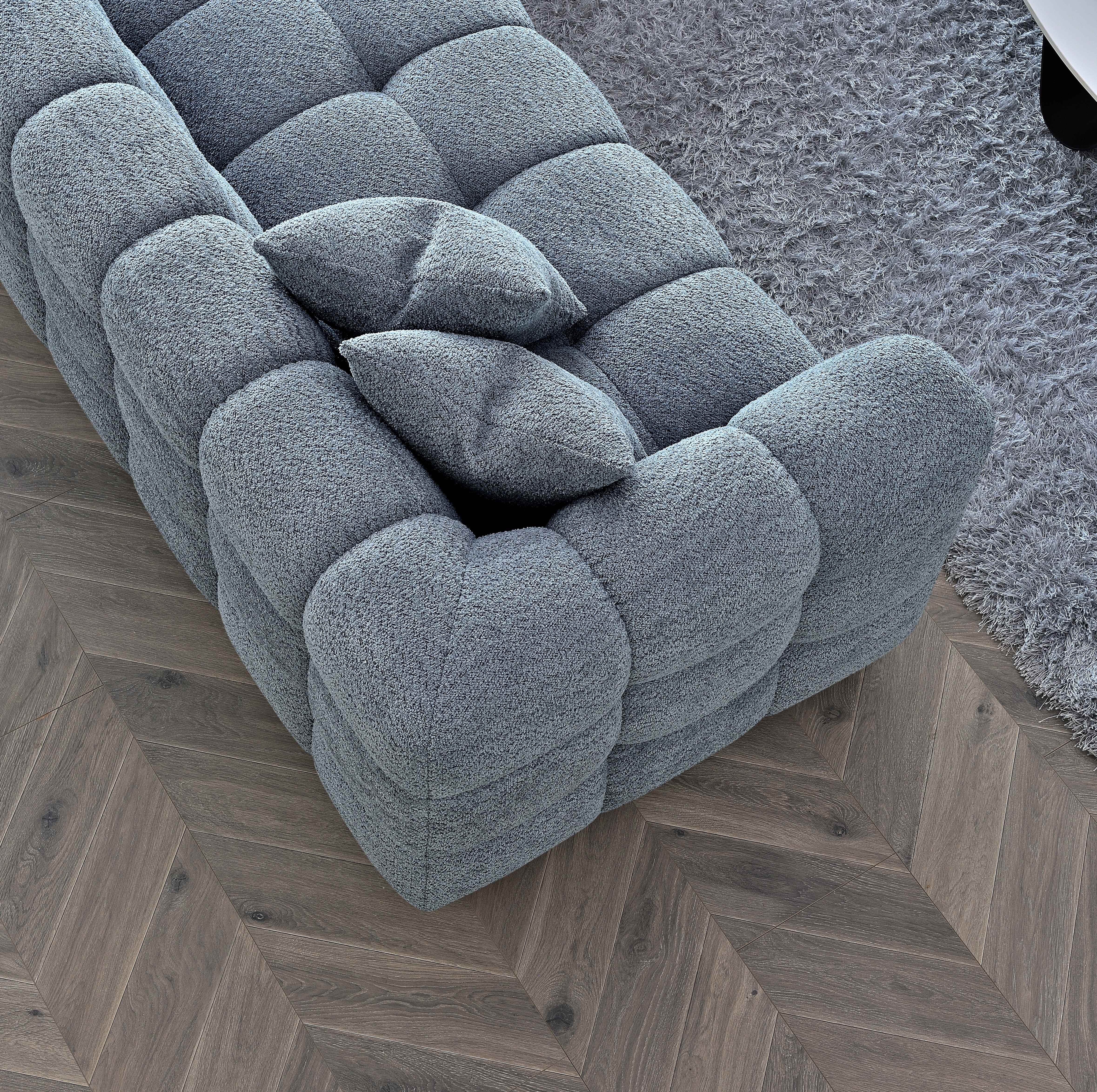 Aluxo Tribeca Corner Group in Iron Boucle Fabric - SOLID FURNITURE LTD