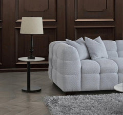 Aluxo Tribeca Corner Group in Pearl Boucle Fabric - SOLID FURNITURE LTD
