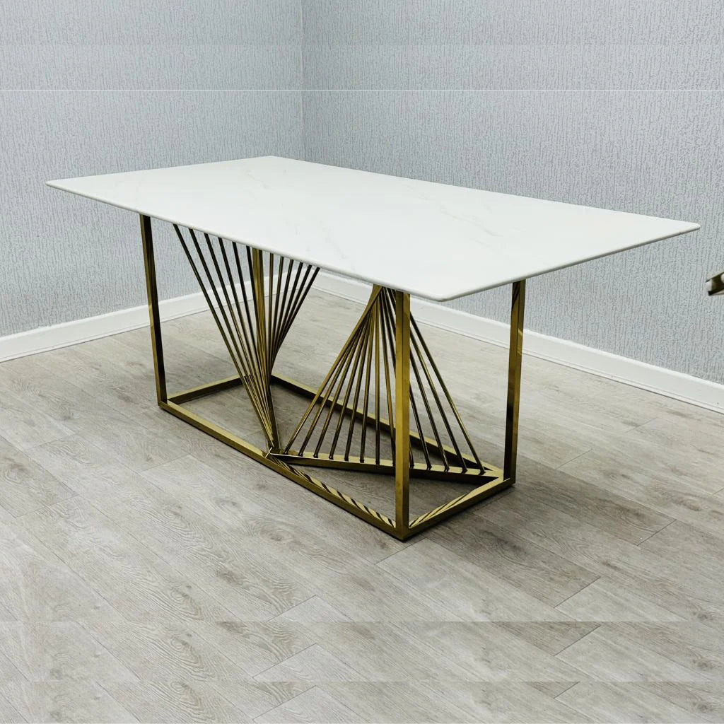 Amelia white ceramic dining table from Solid Furniture UK in a modern dining space