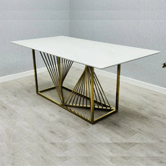 Amelia white ceramic dining table from Solid Furniture UK in a modern dining space