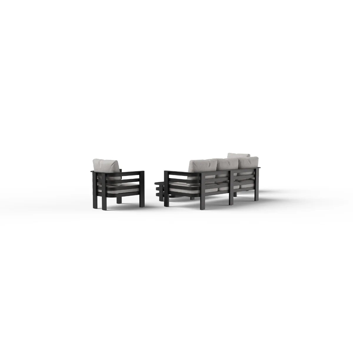 Side view of Andros 5 seater garden lounge set showing modern outdoor sofa design for UK gardens from Solid Furniture UK