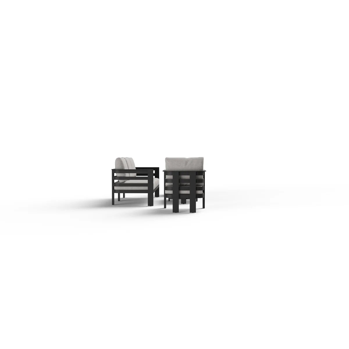 Back side view of Andros lounge chair showing frame design and cushion support from Solid Furniture UK