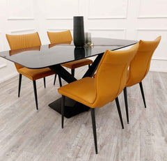 Apollo Black Dining Table with Chairs - SOLID FURNITURE LTD