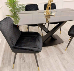 Apollo Black Dining Table with Chairs - SOLID FURNITURE LTD