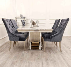 Arial Dining Table with Majestic Dark Grey Chairs - SOLID FURNITURE LTD