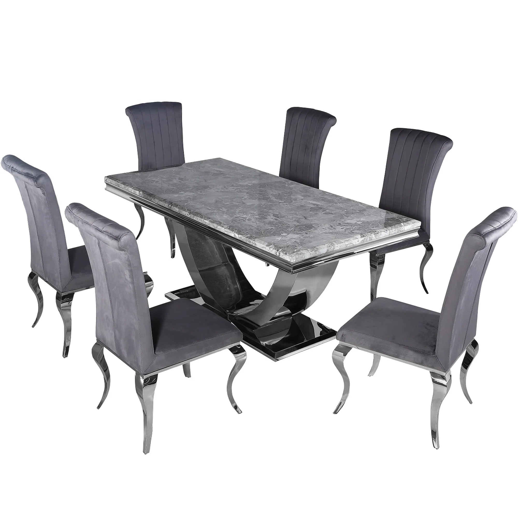 Grey ceramic dining table with smooth matte finish designed for a modern home interior. solid furniture UK