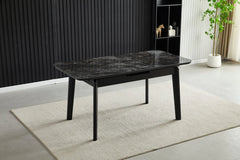 Arizona Extending Dining Table featuring a black and gold ceramic top with a contemporary extendable design, available at Solid Furniture UK.