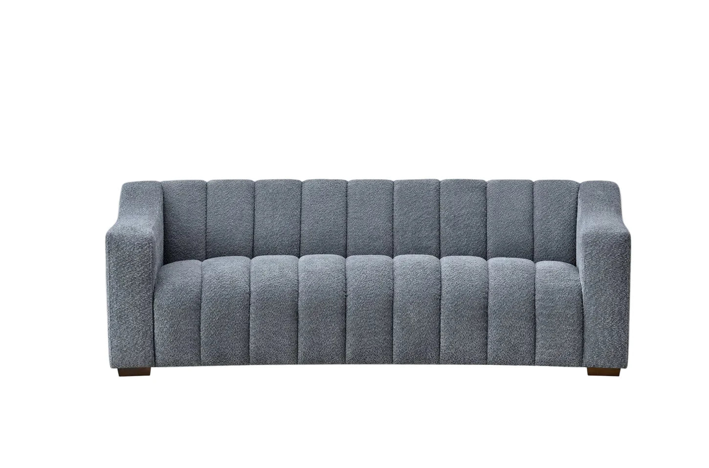 Front view of Astoria 3 seater sofa in iron bouclé fabric modern luxury sofa UK solid furniture UK