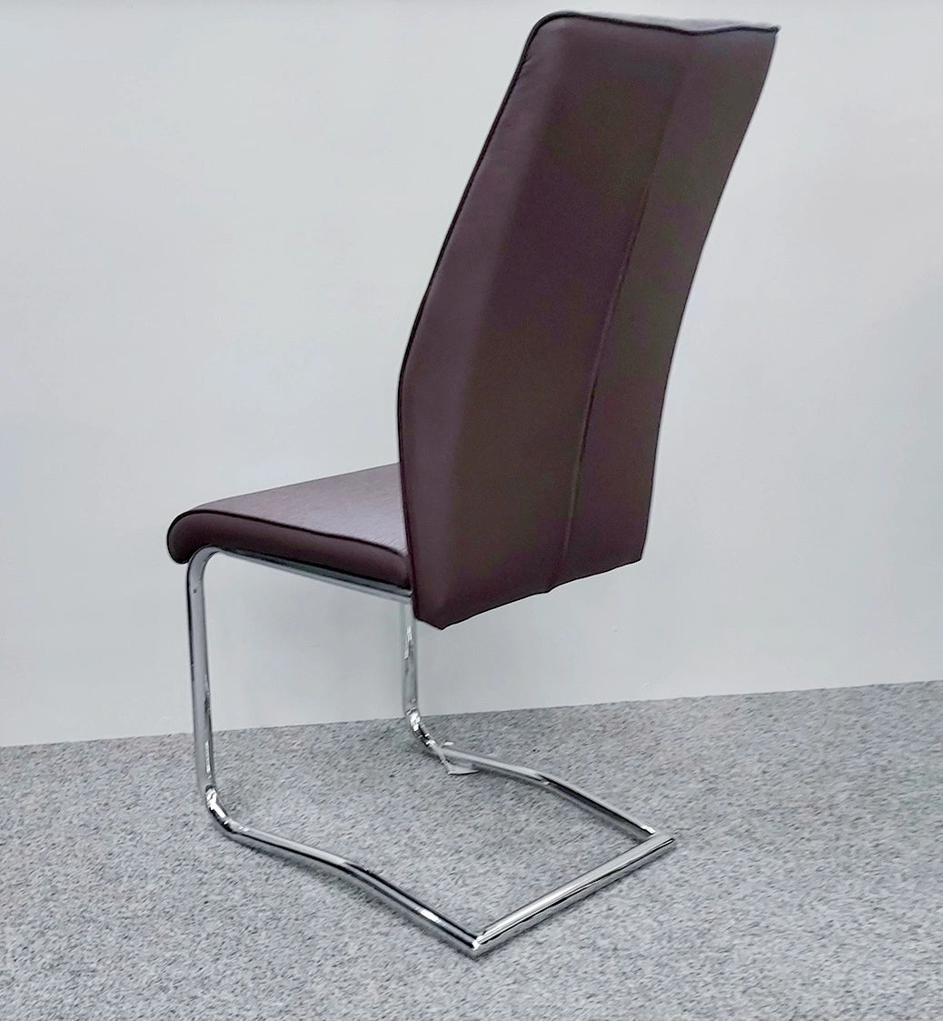 Atlantis Dining Chair side view showing modern chrome frame and upholstered design – Solid Furniture UK