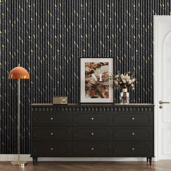 60x240cm Beige Gold Marble acoustic wall panels by Solid Furniture LTD installed in a modern interior, adding luxury and improving sound control