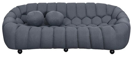front view of Bella grey three seater sofa showing full design solid furniture UK
