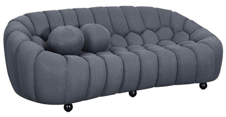 side profile of Bella grey 3 seater sofa highlighting shape and structure solid furniture UK