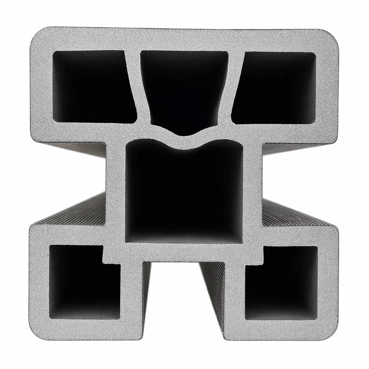 Black Composite Fence Post inside view by Solid Furniture UK showing secure panel fitting grooves