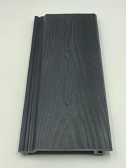 Black exterior composite wall panels with wood grain finish installed outdoors Solid Furniture UK