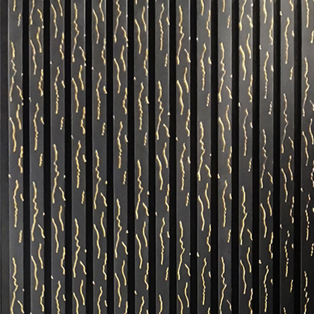 Close-up of 60x240cm black gold vein acoustic wall panel by Solid Furniture LTD highlighting detailed texture and striking gold vein accents