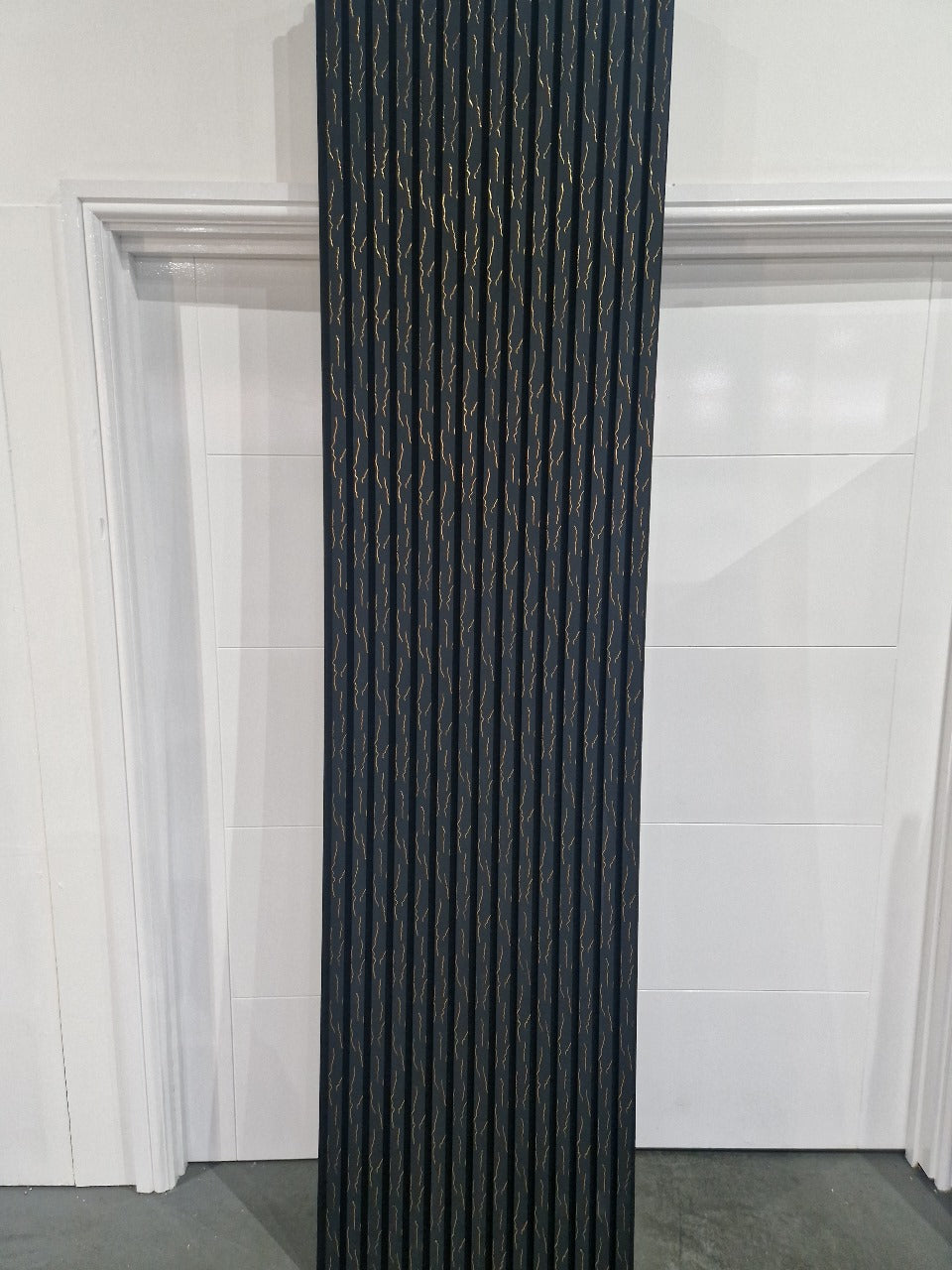 Original 60x240cm black gold vein acoustic wall panel by Solid Furniture LTD displayed individually, showing geometric structure and elegant finish