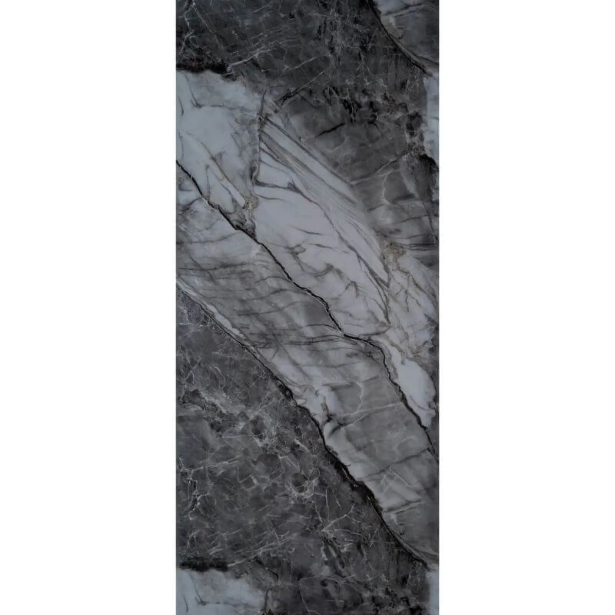 Close-up of black and grey gloss shower wall panel finish by Solid Furniture UK