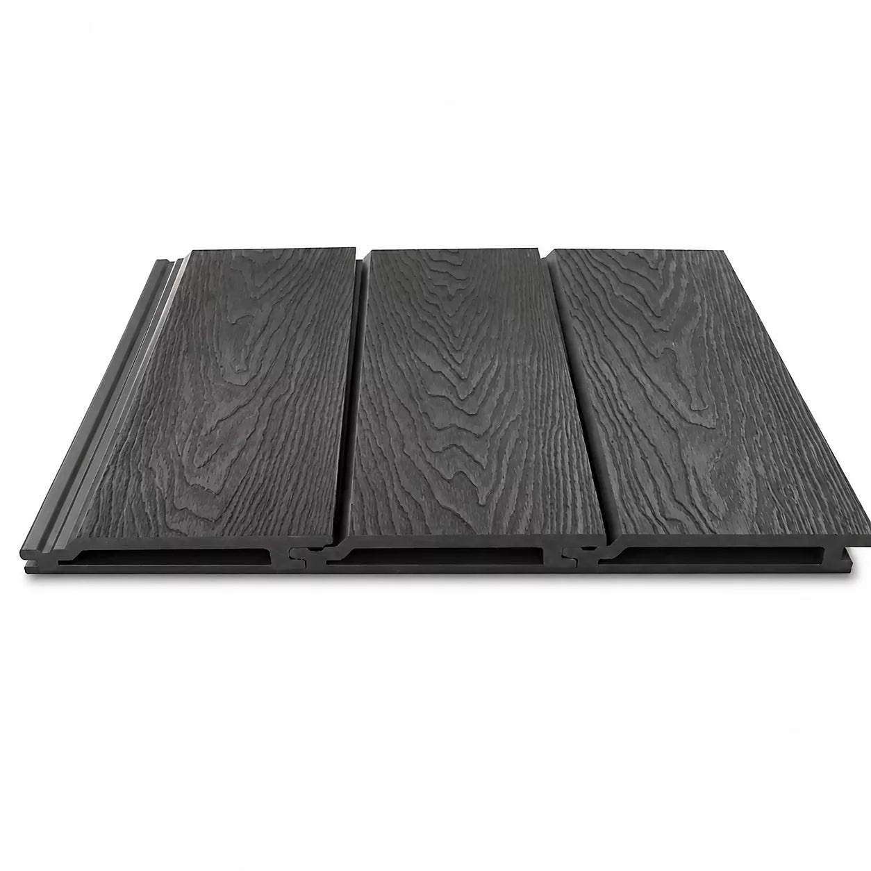 Black waterproof outdoor WPC cladding panels with interlocking profile 290cm by Solid Furniture UK