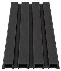 Black waterproof WPC exterior wall panels in 180cm and 290cm lengths by Solid Furniture UK