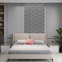 Blocks Wall Panel in grey, made from high-density fiberboard with block-style slatted design, providing modern texture and subtle acoustic benefits for residential and commercial interiors.