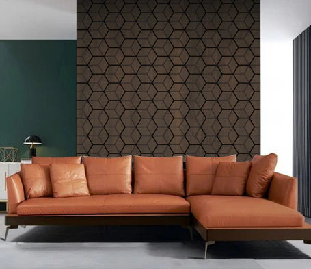 Walnut acoustic wall panels 60x240cm UK installed in modern interior creating warm stylish ambiance. solid furniture UK