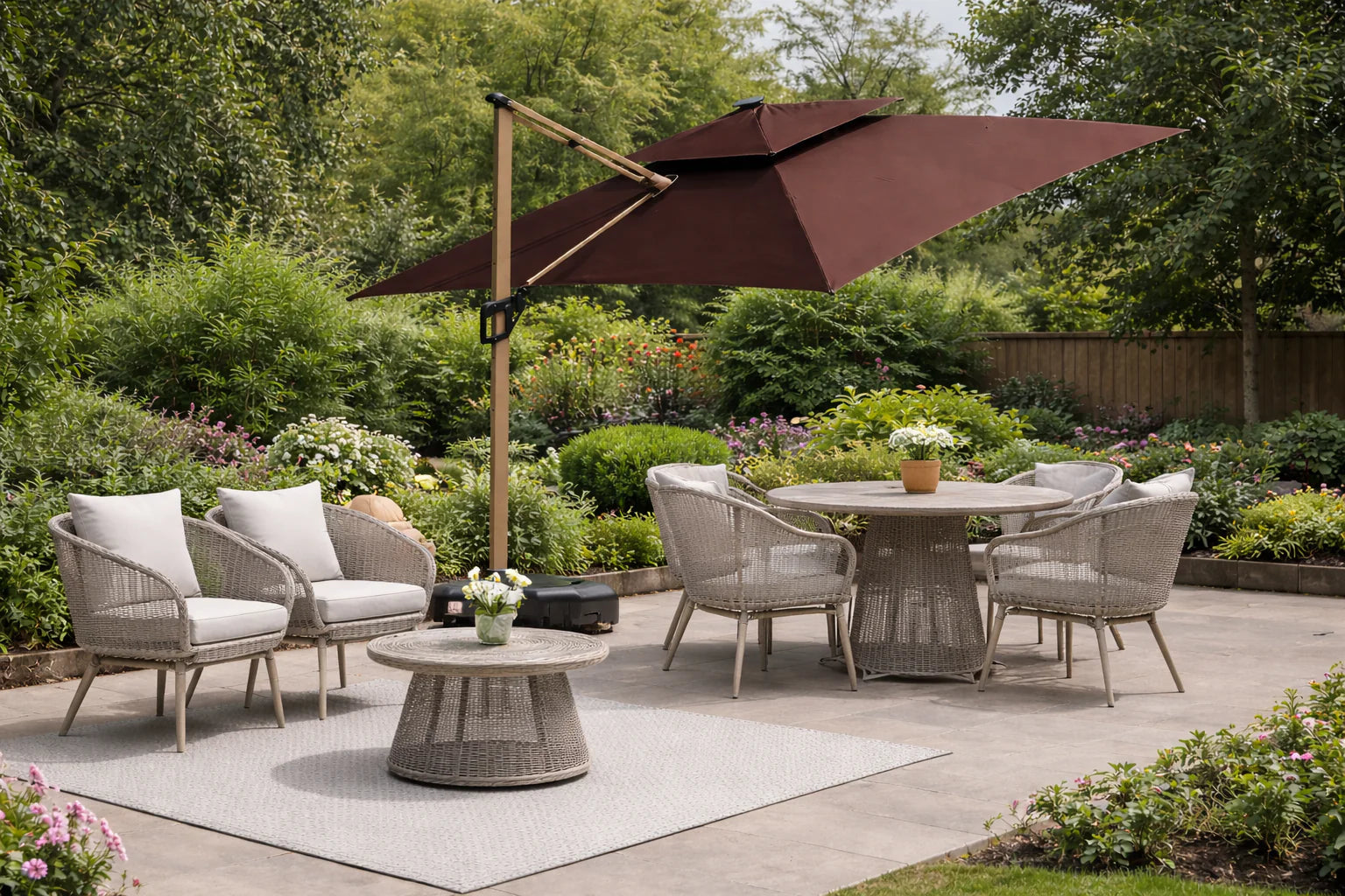 cantilever patio umbrella uk Patioslife Aegis Pro Round with Solar LED Li -Patioslife notch sun protection with PELLEBANT patio umbrella Camber 3m Square Cantilever Garden