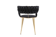 Camellia velvet dining chair set of 2 black and gold back view from Solid Furniture UK