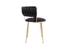 Camellia velvet dining chair set of 2 black and gold side view from Solid Furniture UK