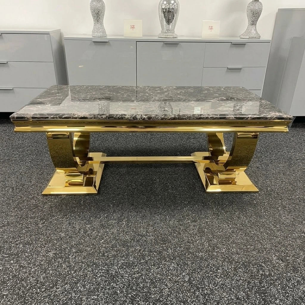 Chelsea 120cm black marble coffee table with gold frame | Solid Furniture UK