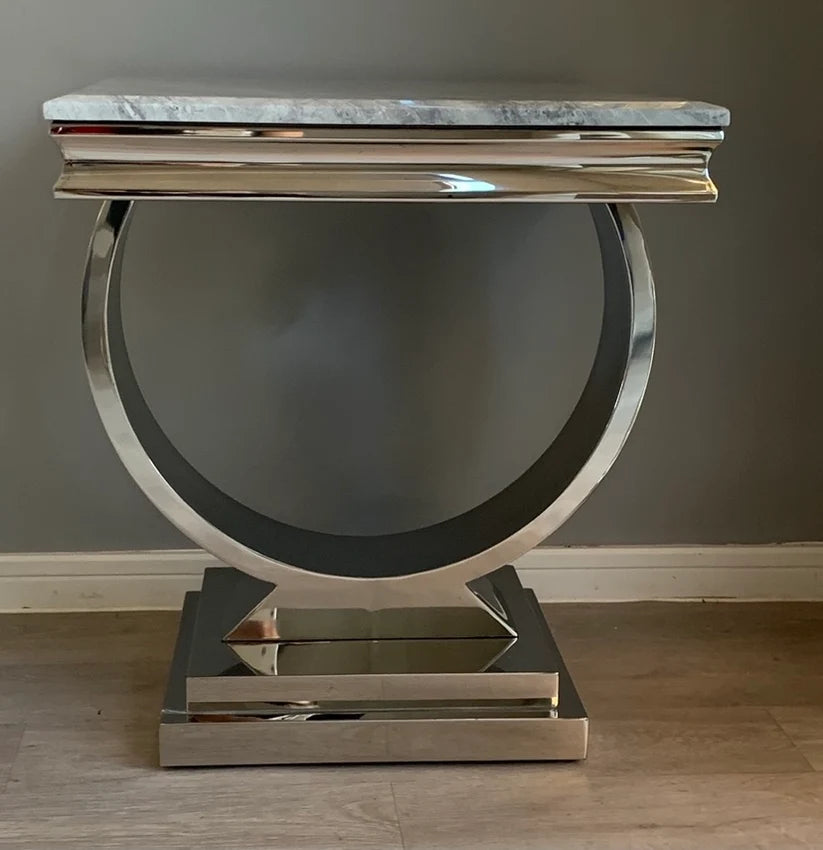 Chelsea 50cm lamp table with polished chrome base | Solid Furniture UK
