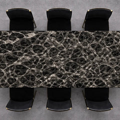 Black marble Chelsea dining table with chrome frame from Solid Furniture UK
