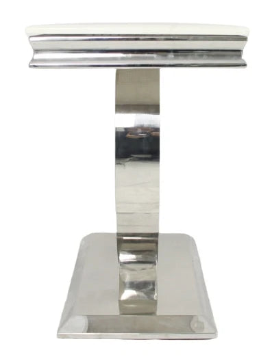 Side view of Chelsea Console Table with polished chrome base by Solid Furniture UK