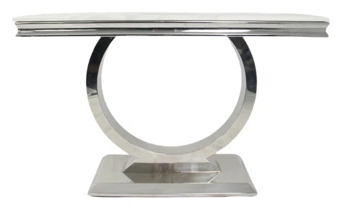 Close-up of Chelsea Console Table marble or ceramic top with chrome frame by Solid Furniture UK