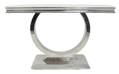Close-up of Chelsea Console Table marble or ceramic top with chrome frame by Solid Furniture UK