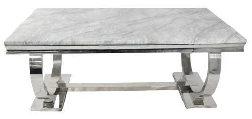 Chelsea dining table side angle with stylish chrome frame by Solid Furniture UK