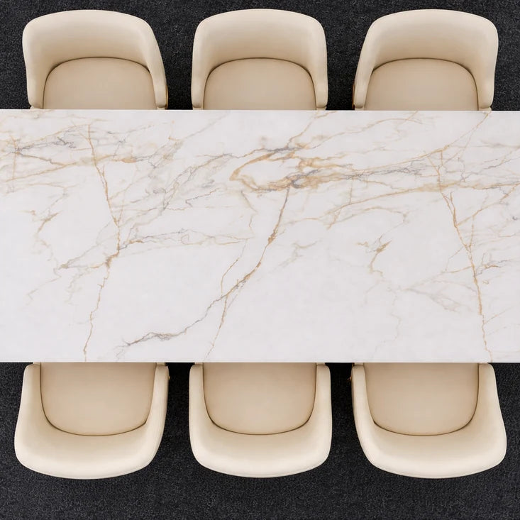 Chelsea white and gold marble dining table by Solid Furniture UK